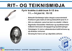 Námskeið 11. til 14.júní - Rit- og teiknismiðja - skráningu lýkur í dag 7.júní
