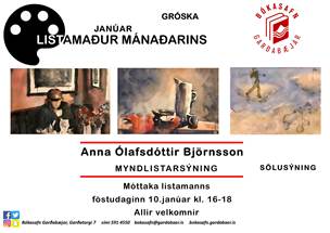 Anna Ólafsdóttir Björnsson er listamaður janúarmánaðar - móttaka föstudaginn 10.janúar